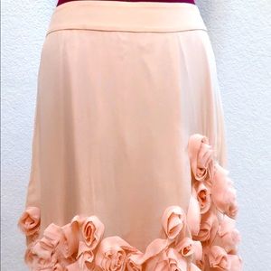 NWT Talbots pale pink/ peach silk rose skirt
